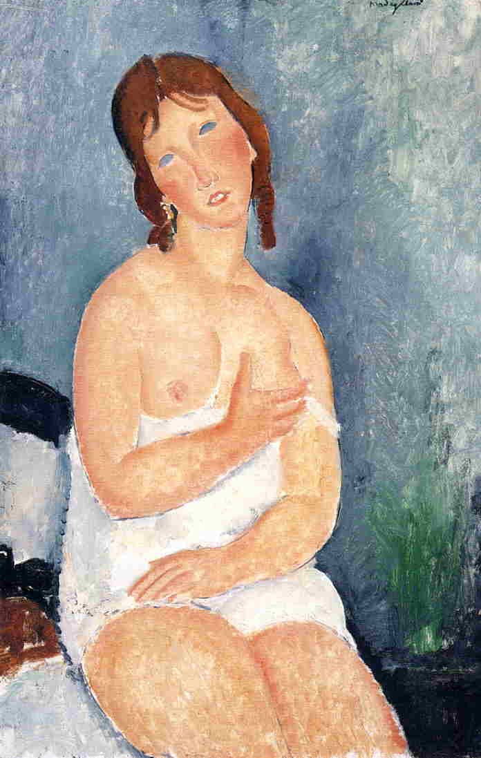 The Dairymaid (aka Red Haired Young Woman in Shift) - Amedeo Modigliani Paintings